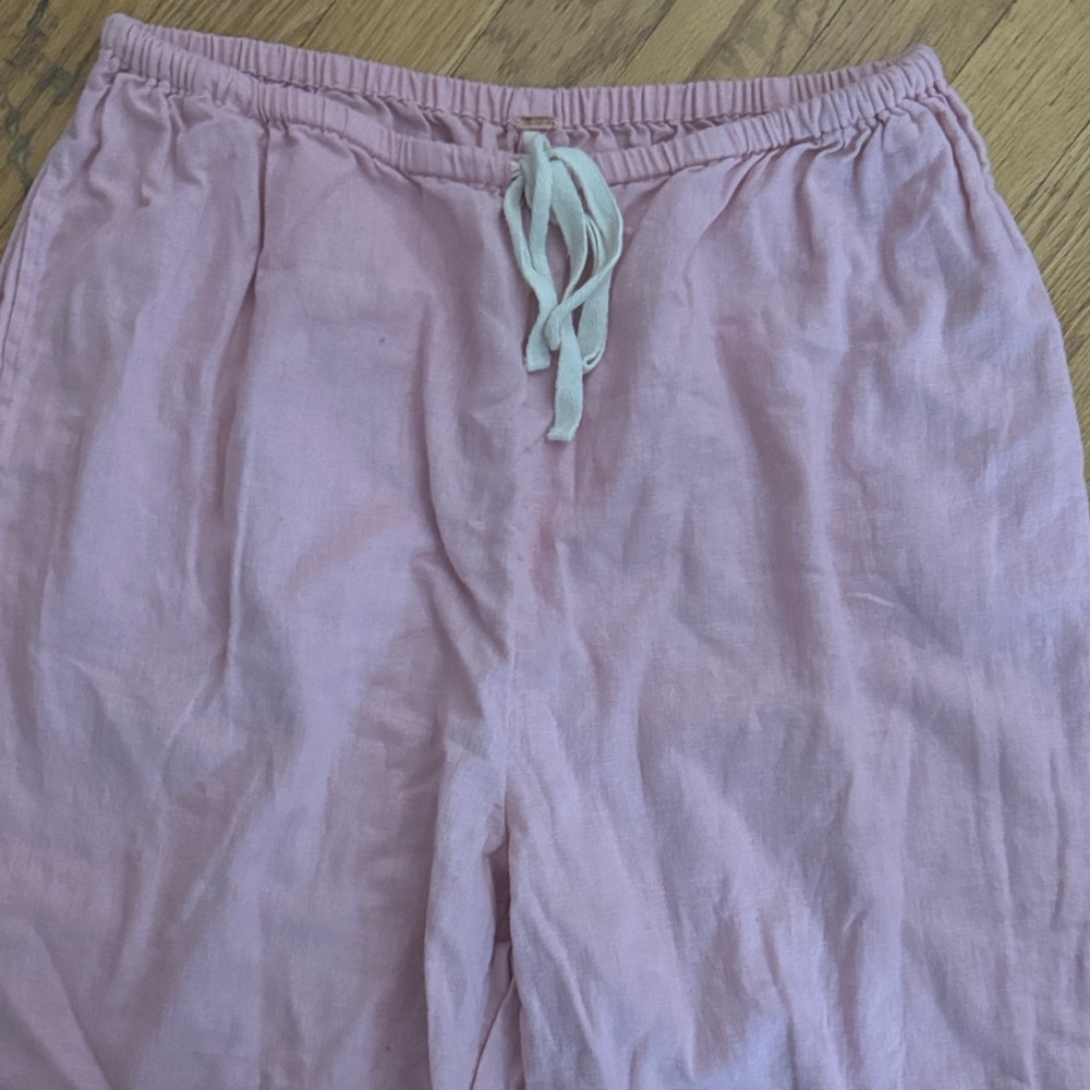 Free People Livin' In It Cotton-Linen Slouchy Beach Pants Orchid Pink medium - Picture 5 of 12